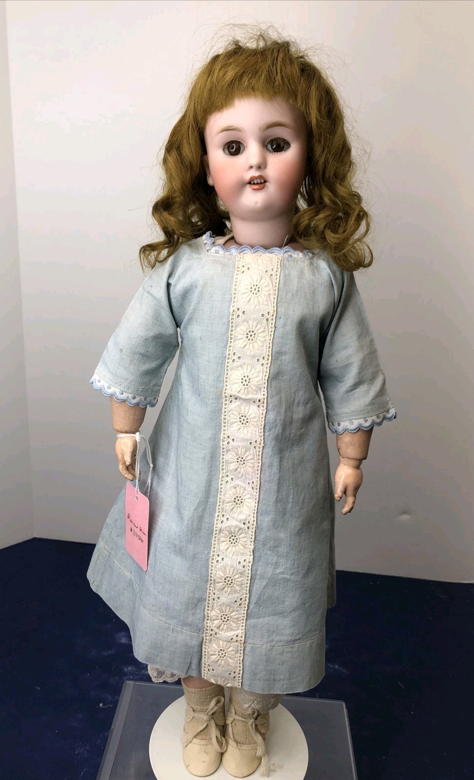 18” Antique German Simon & Halbig 1078 Bisque Doll Leather Kid Body Mohair #SC2