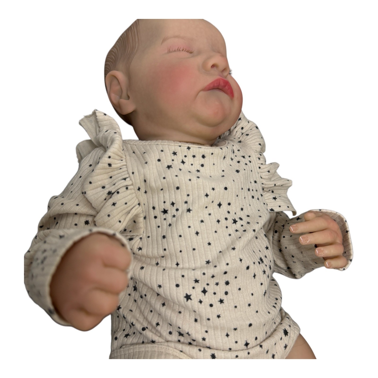 Realistic Sleeping Reborn Baby Doll Star Print Weighted Cloth Body 1 lb 13 18 in