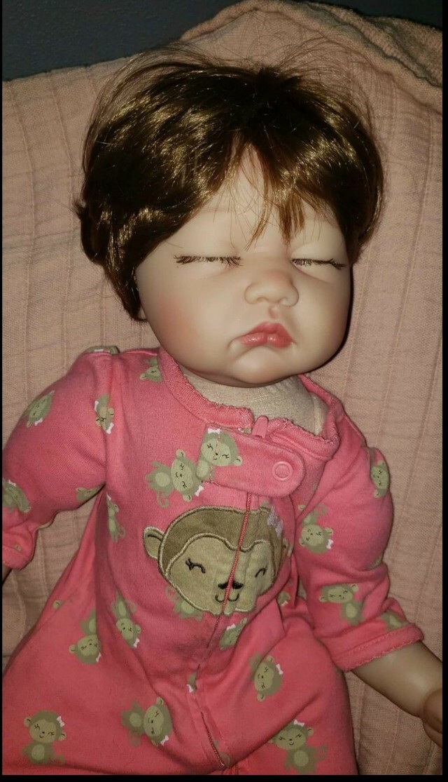 Realistic Baby Doll 21″ Brunette Movable Joints 2.5lb Weighted Cloth Body