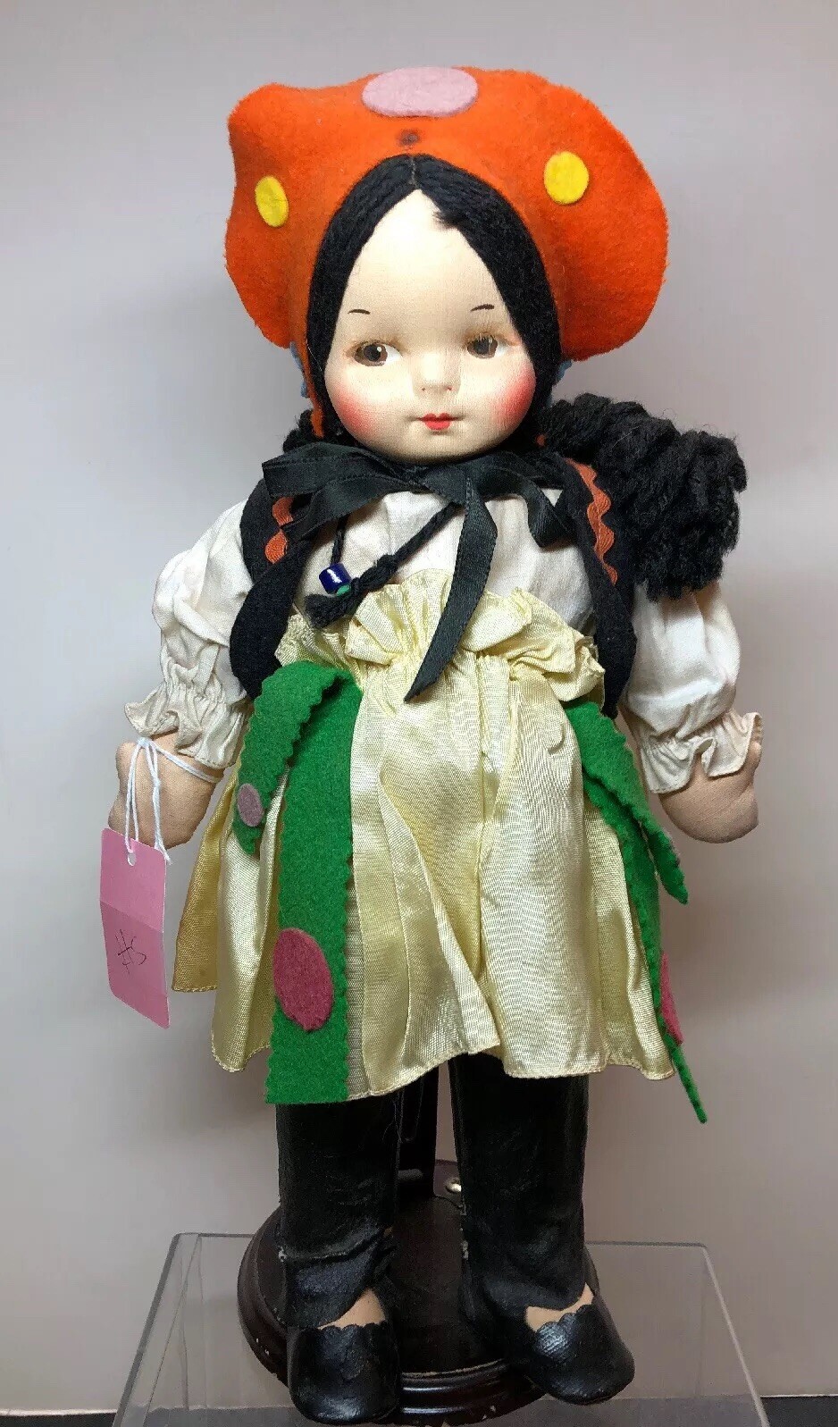 12.5” Vintage Antique Georgene Adorable Little Girl Colorful Cloth Doll #Sf5