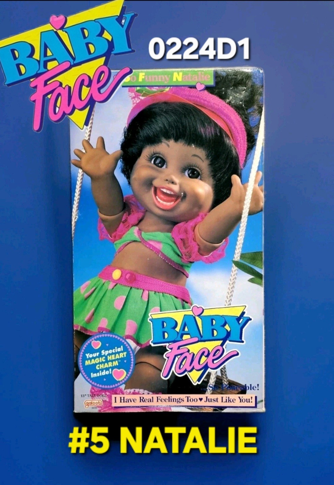#5 SO FUNNY NATALIE ? BABY FACE DOLL Galoob African American AA BLACK Box
