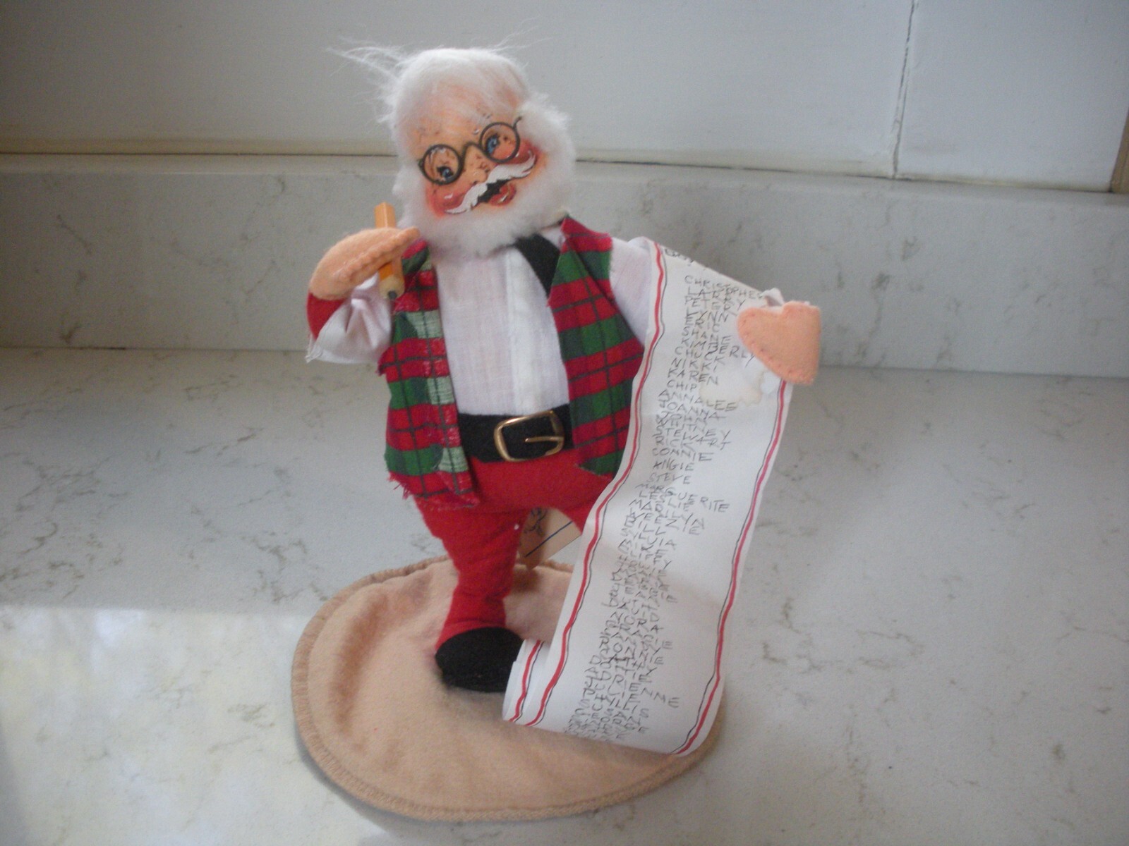 VINTAGE 1998 ANNALEE SANTA DOLL CHECKING HIS LIST Good Boys And Girls w/pencil