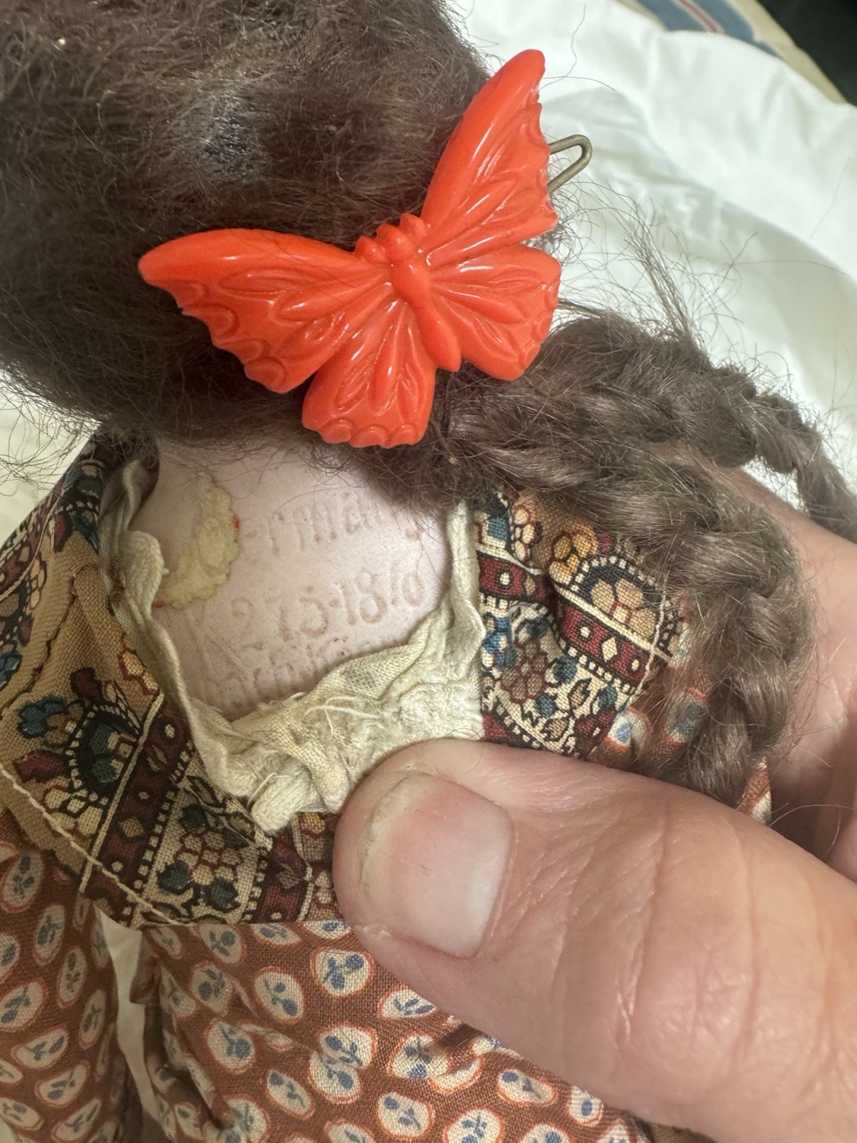 Antique German Bisque Head Doll Composition Body Damaged For Restoration Parts