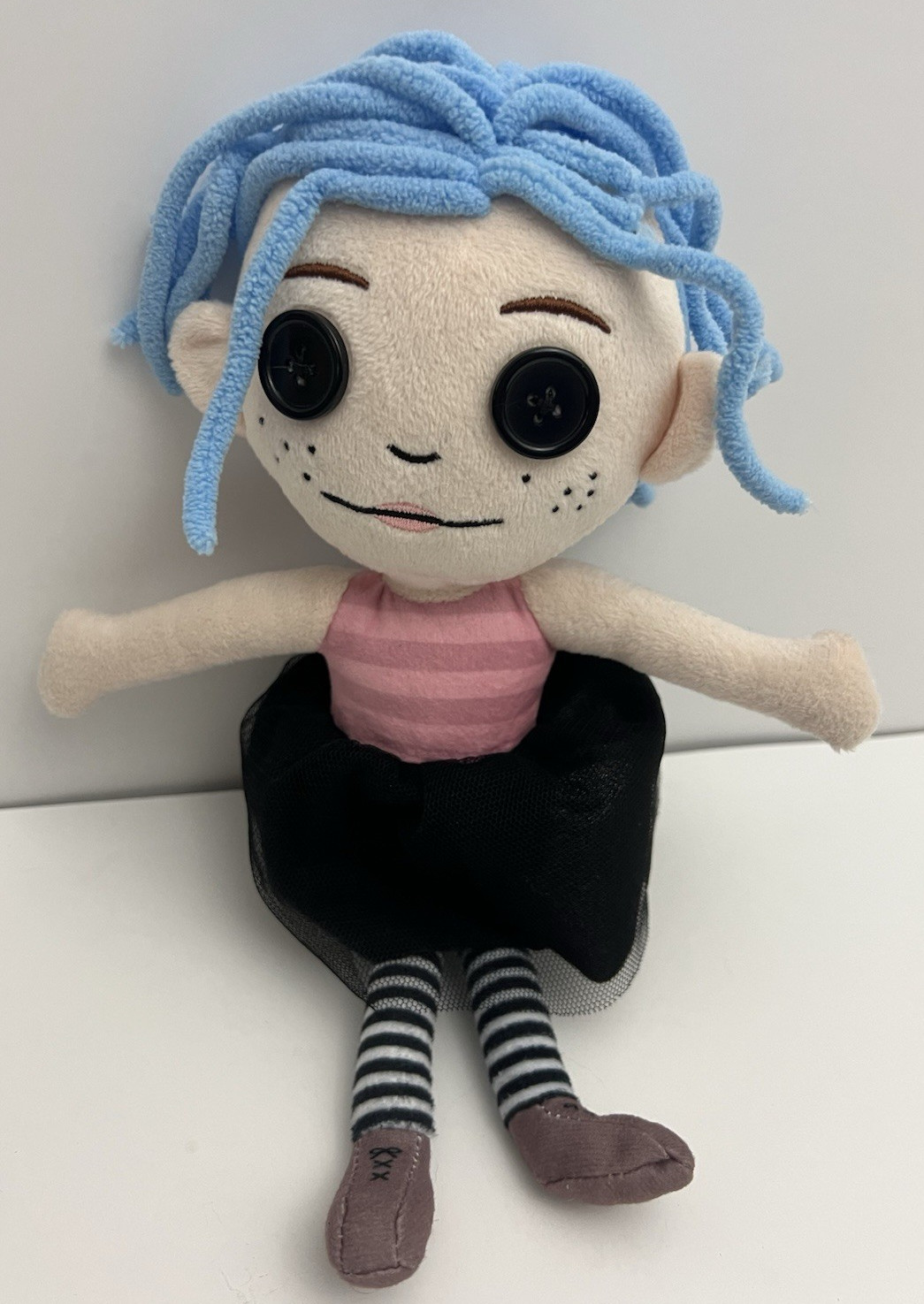 2024 Coraline Plush Doll 10″ Toy Movie Inspired Blue Hair & Button Eyes for Kids