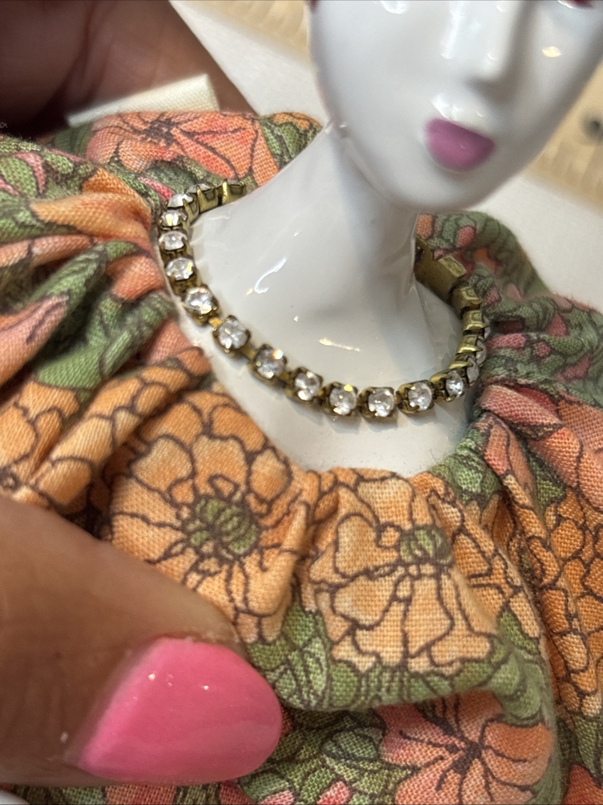 Vintage Poupees By Isabelle Doll Exotic Flowers/Diamante Jewelry 15″