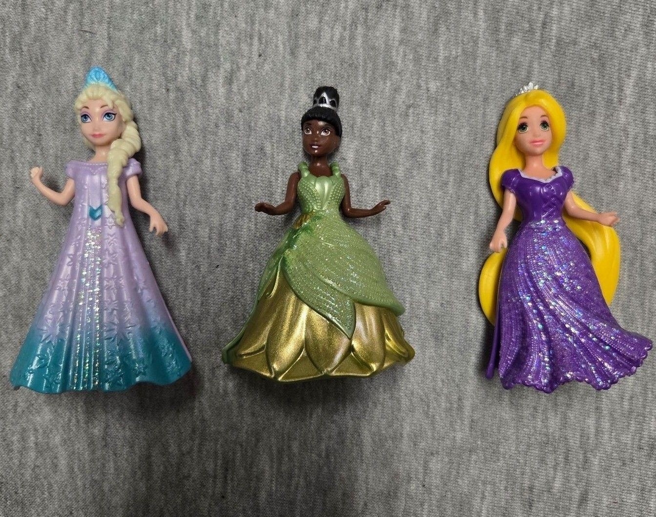 Disney Princess Little Kingdom Elsa Tiana Rapunzel 3in Fashion Dolls Toy Set