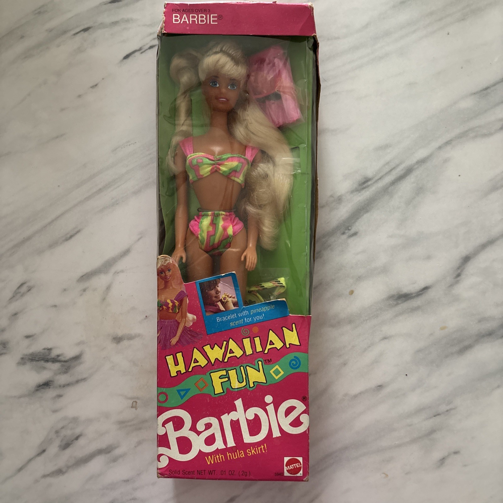 Vintage Barbie Doll Hawaiian Fun Mattel 5940 Big Blonde Hair 1990s NUDE