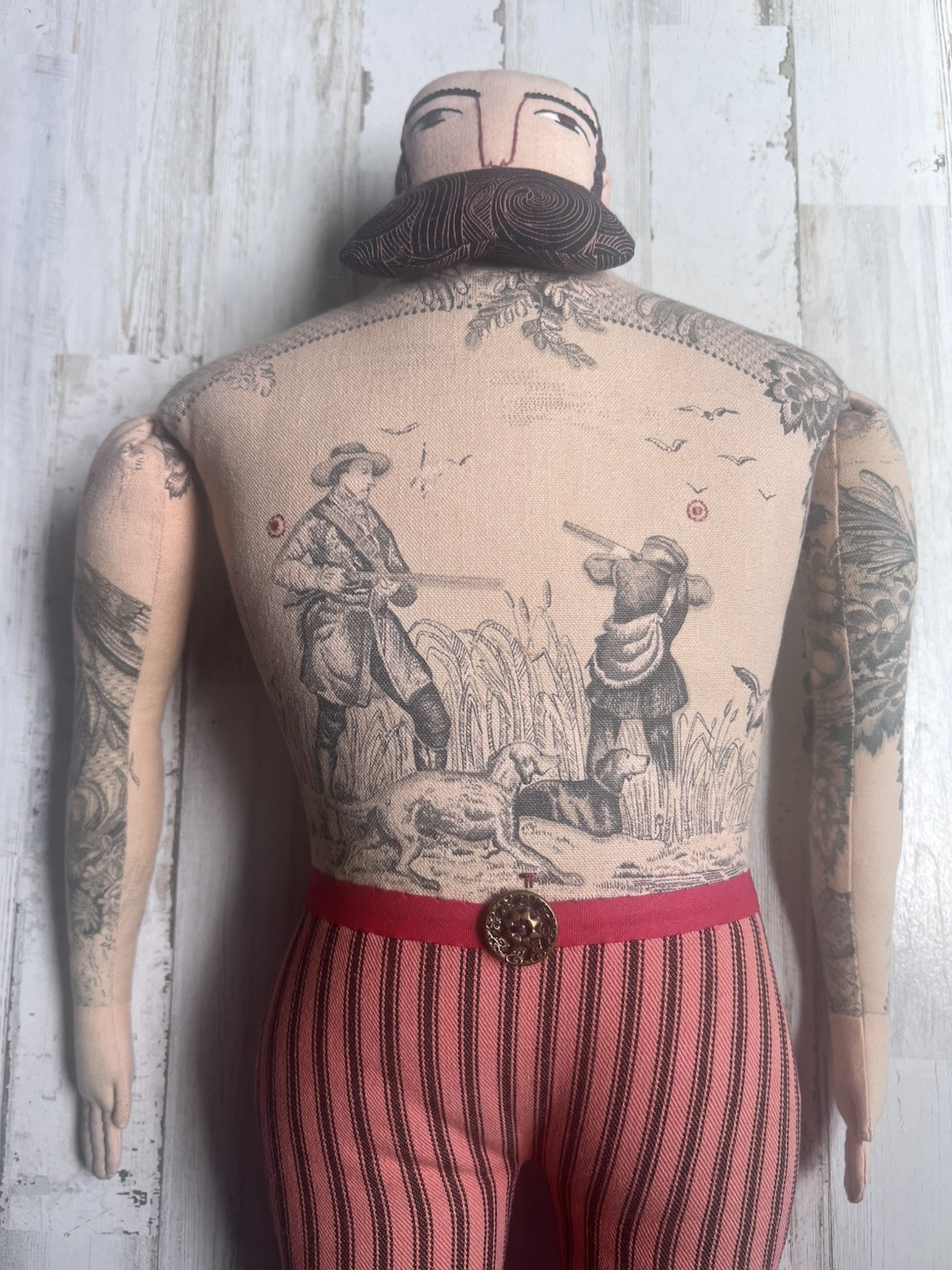 OOAK Art Doll Mimi Kirchner Bearded tattoos Man Sailor Classic Toile strongman