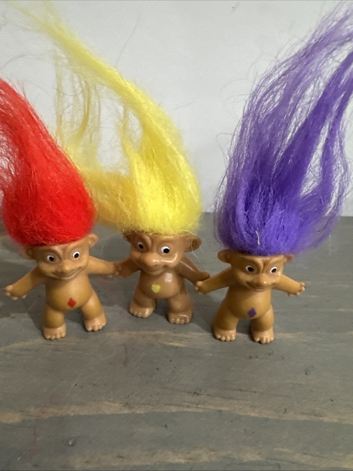 Vintage Multi-Color Hair TROLL PENCIL TOPPERS Lot of 3