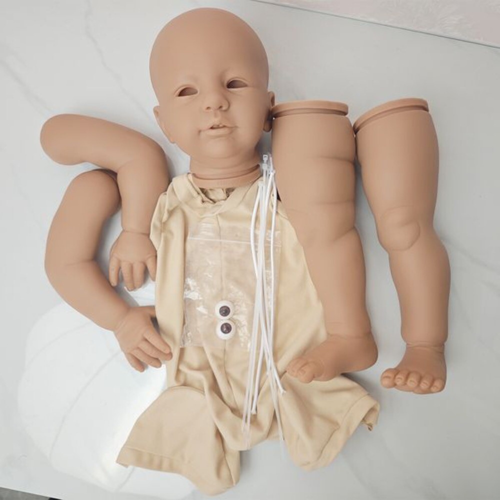 Dark Skin 28in Unfinished Reborn Baby Doll Unpainted Kit with Cloth Body DIY Toy
