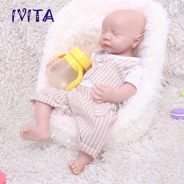 Lifelike Newborn 17”Eyes Closed Baby Boy Silicone Reborn Infant Doll Gifts