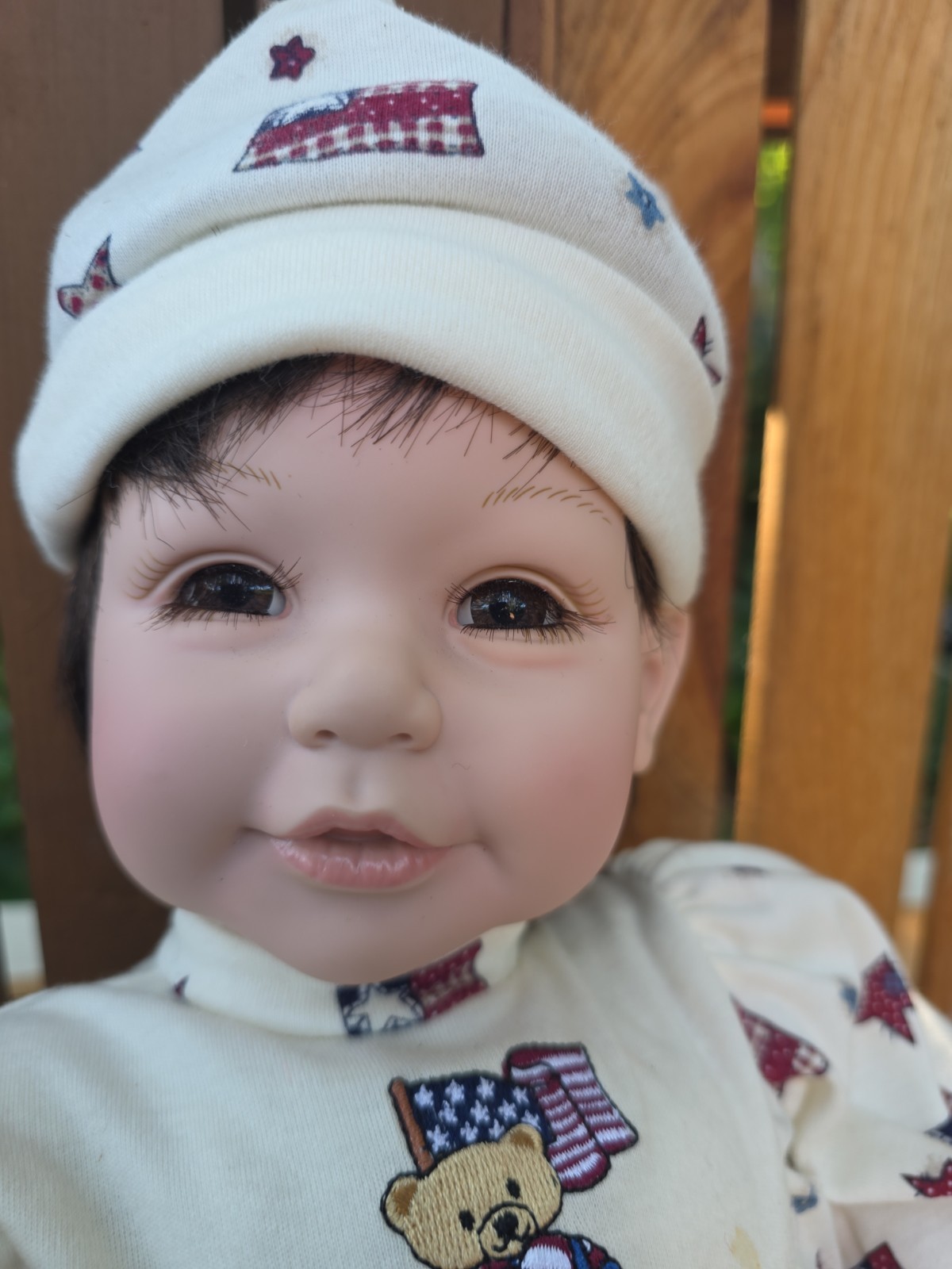 Adora 18″ Play Baby Toddler Vinyl Doll w Weighted Body w Bear & American Flag