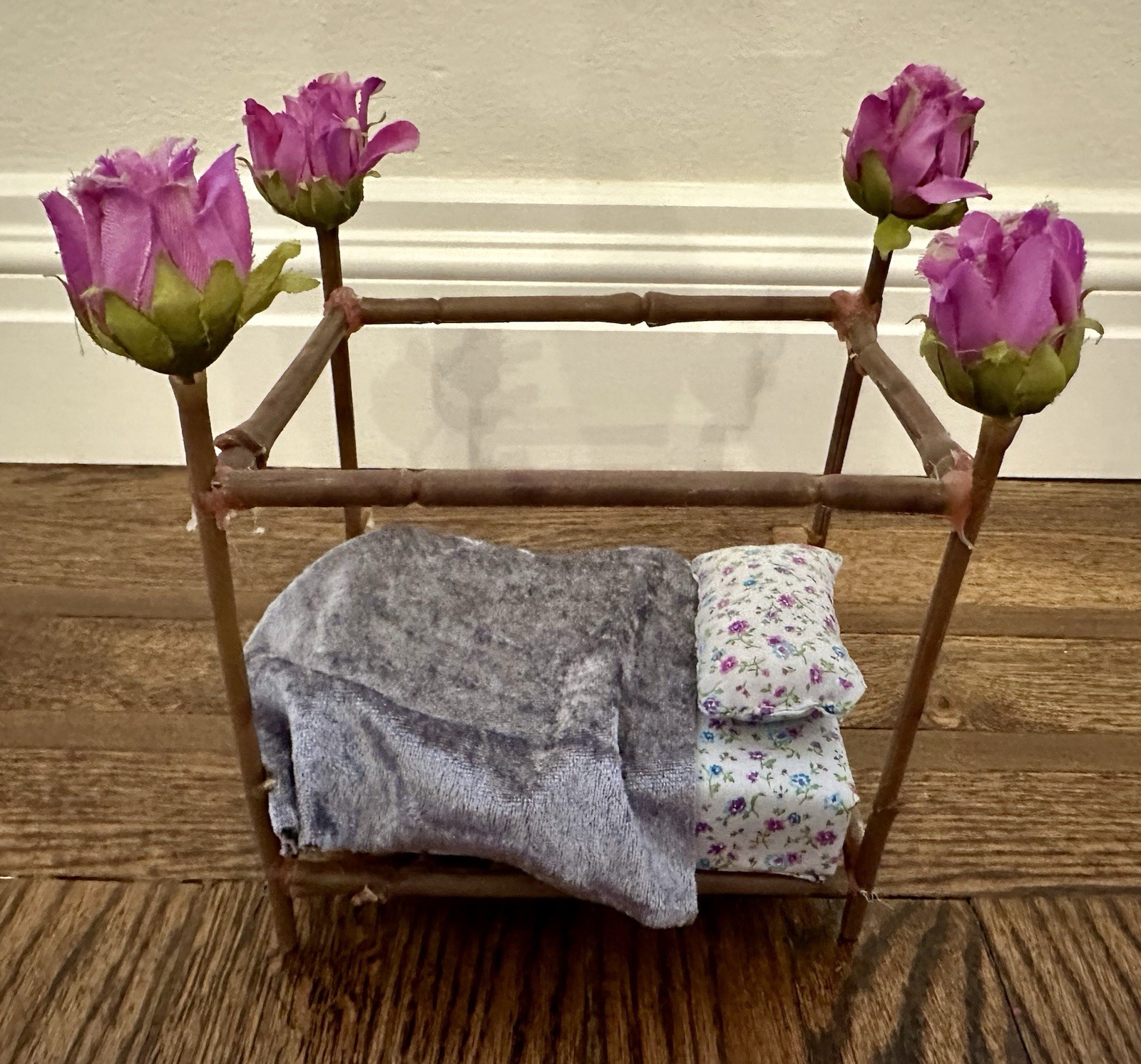 Custom OOAK Fantasy Forest Post Bed For Small Dolls!