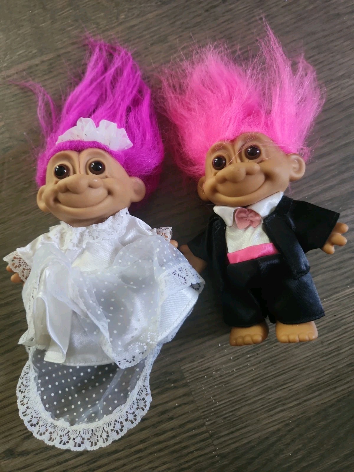 2 Troll Dolls 4 1/2″ Russ Wedding Party Bride & Groom