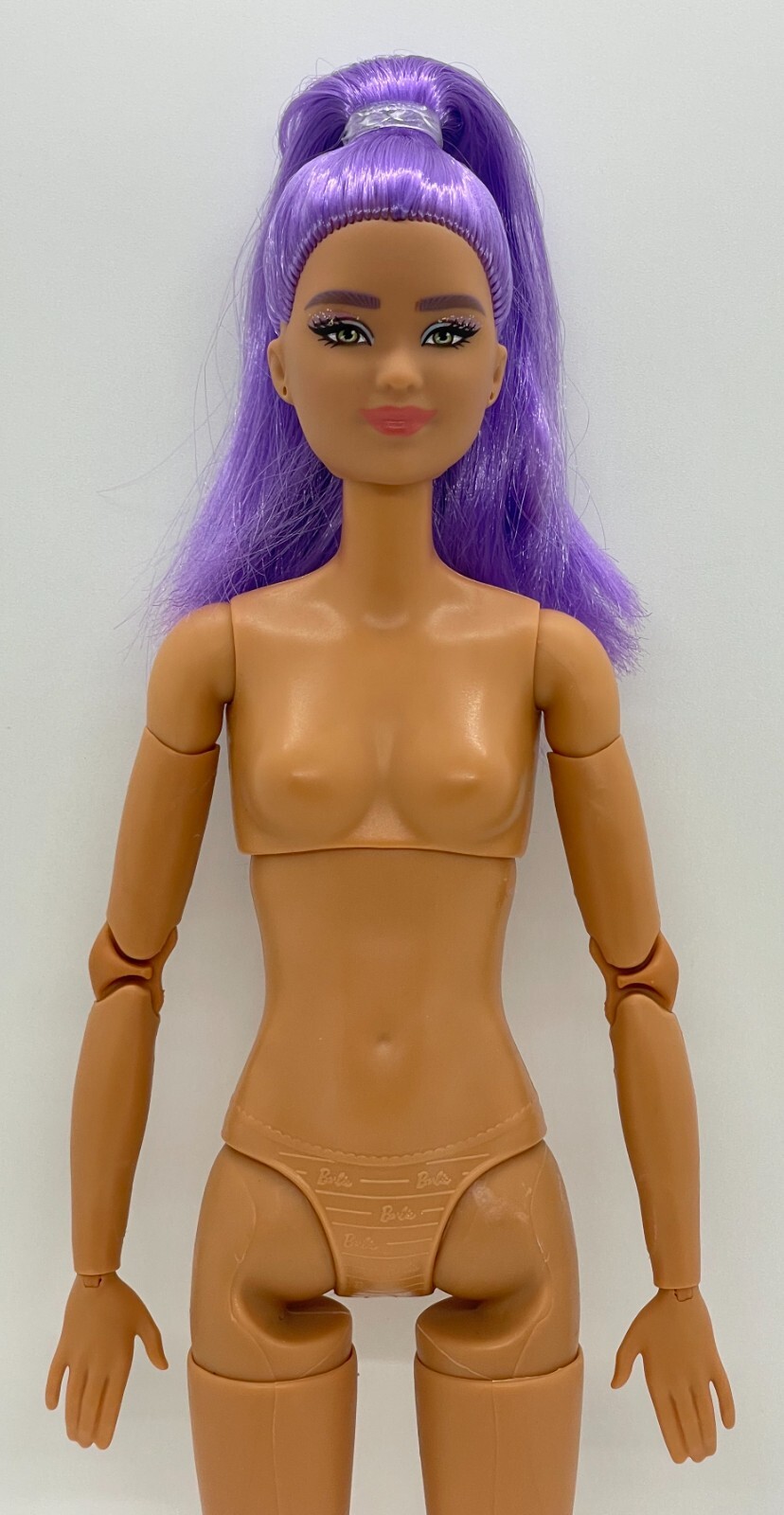 Barbie Fashionista #178 Made to Move Body Hybrid NUDE Doll Purple Hair Pony Kira