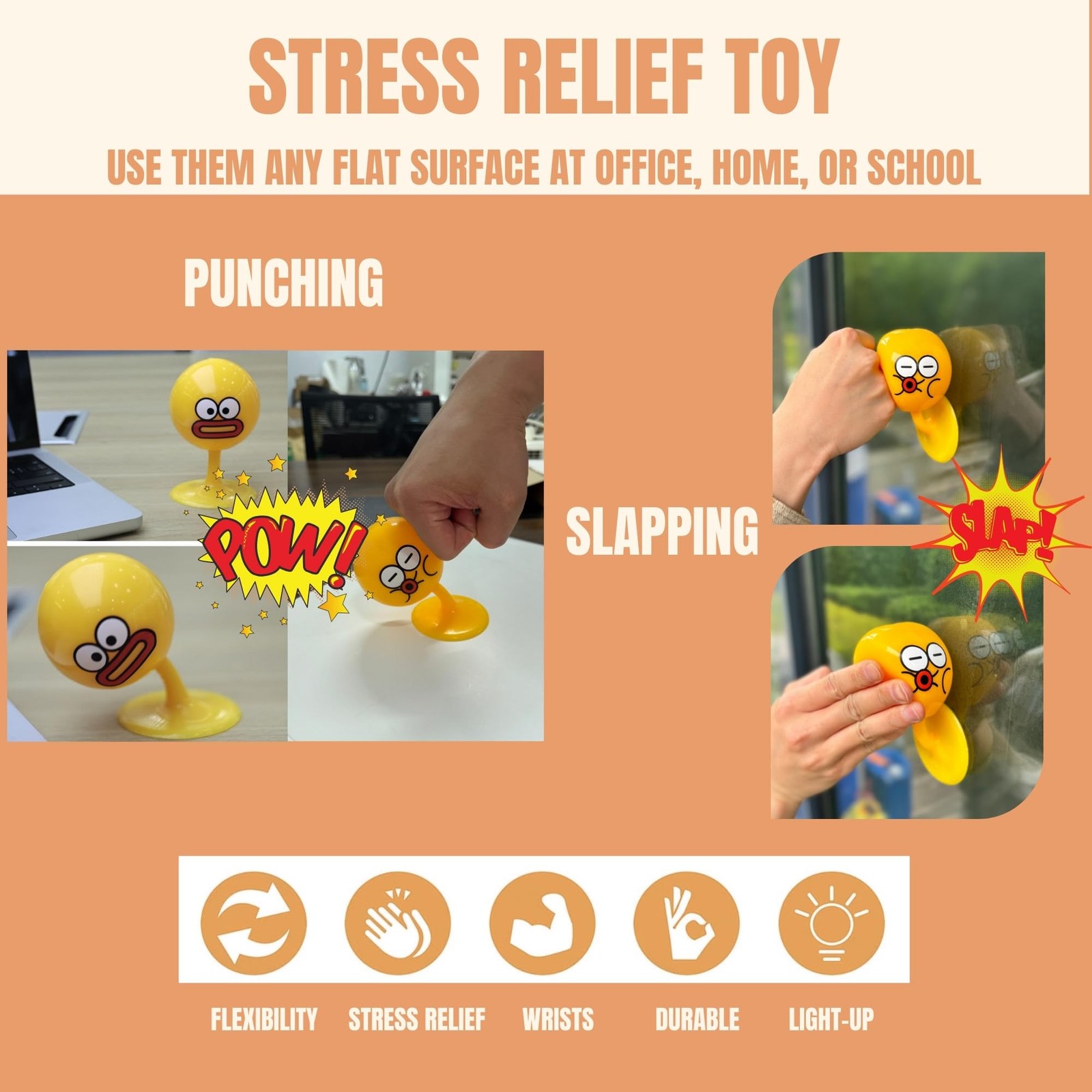 Desktop Punching Bag – 4.41 x 2.76 Inches, Light-Up Stress Relief Toy with Su…