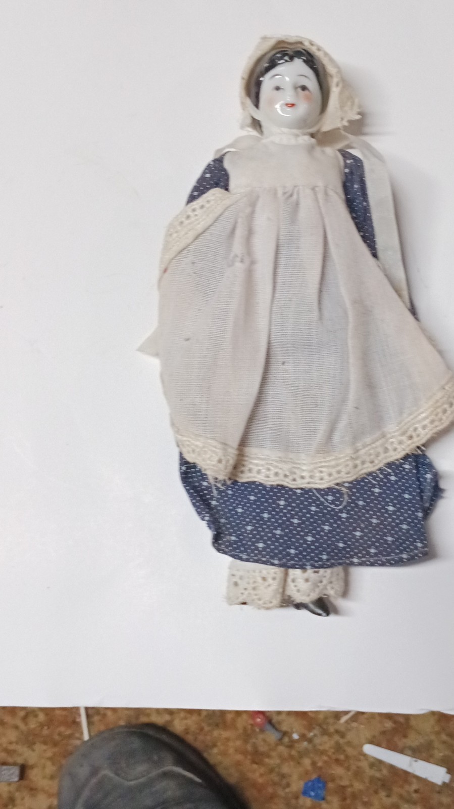 Cloth Doll Girl in Blue Dress, White Apron & Bonnet – Cultures & Ethnicities