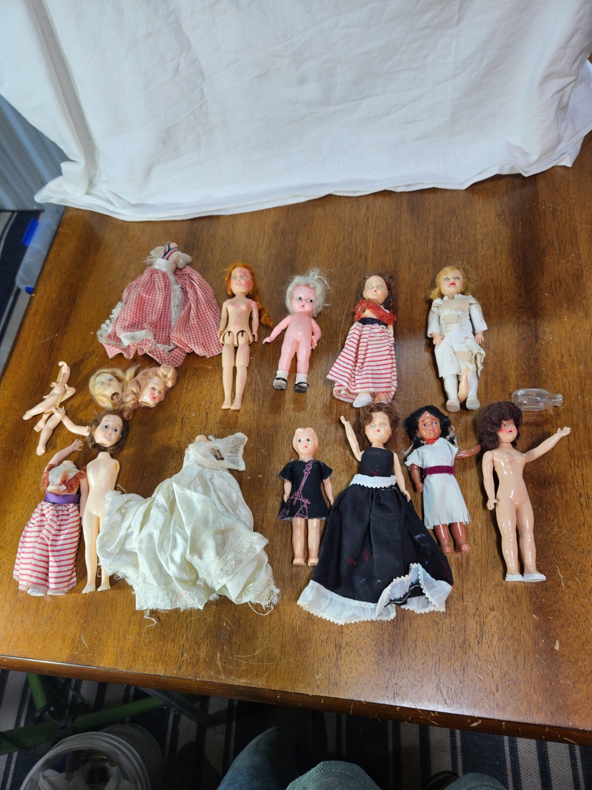 Vintage Lot Small HD Plastic Girl / Baby Dolls Jointed Eyes open / close & Parts