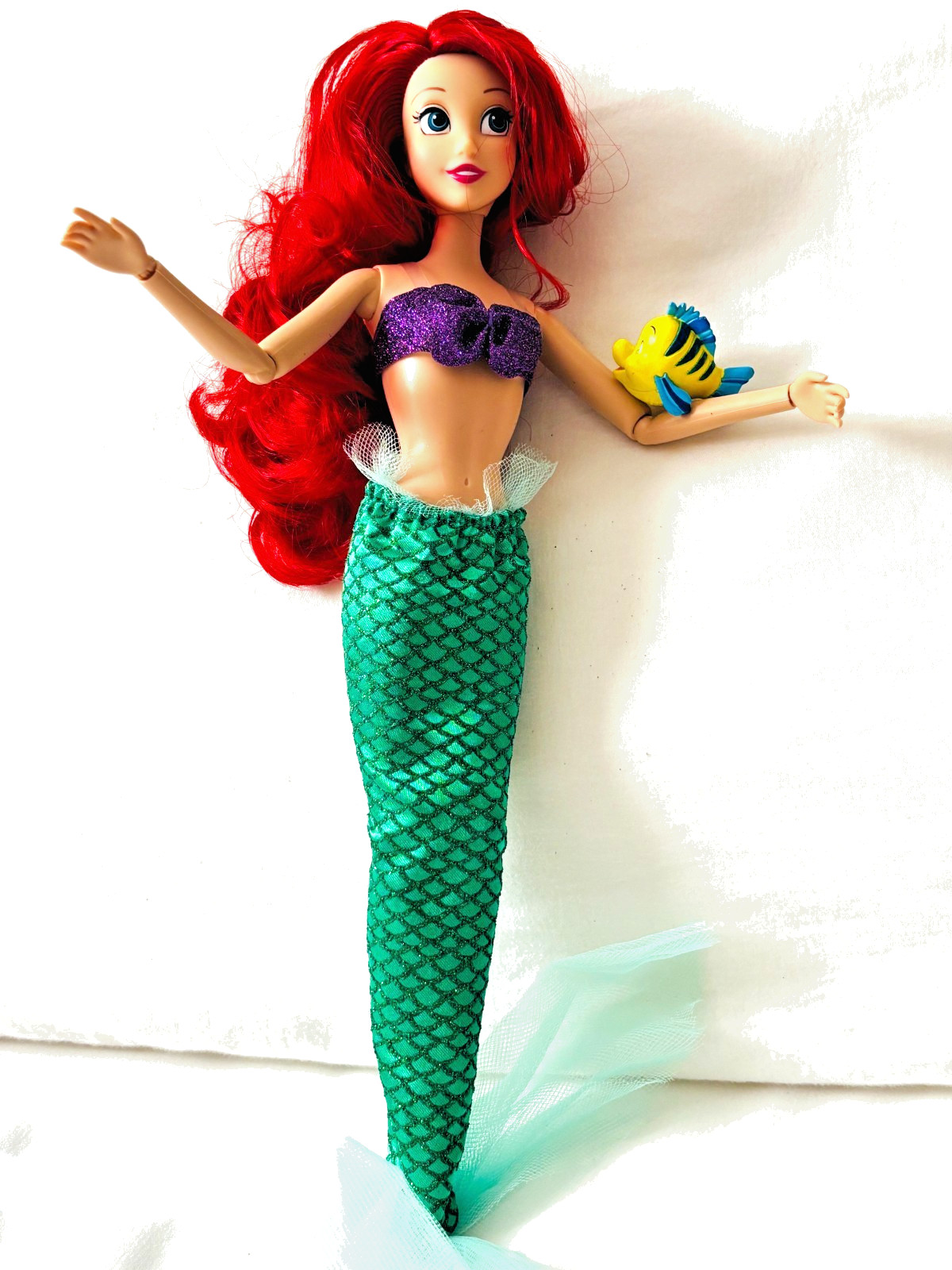 Disney Store Ariel the Little Mermaid Classic 11″Doll & Flounder Poseable Joints