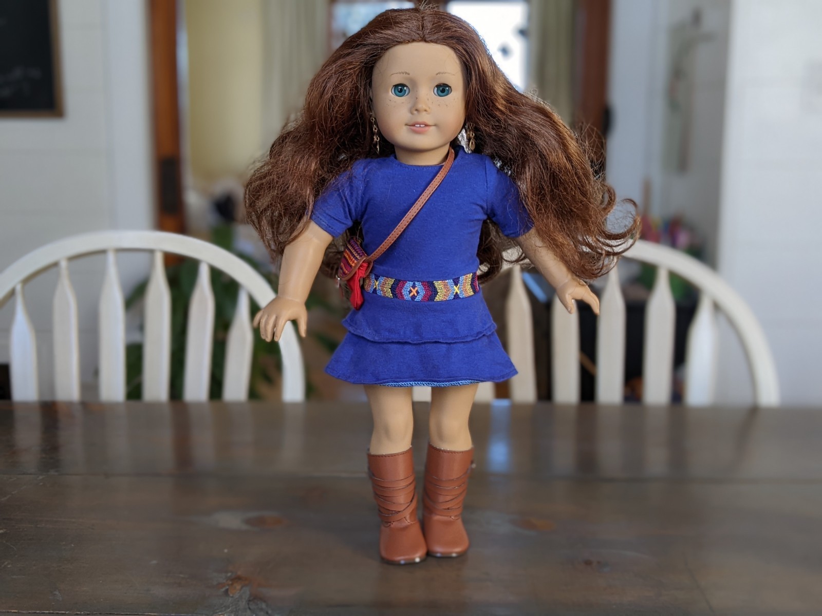 Retired GOTY Saige American Girl Doll w Meet Outfit Dress Earrings Boots & Purse