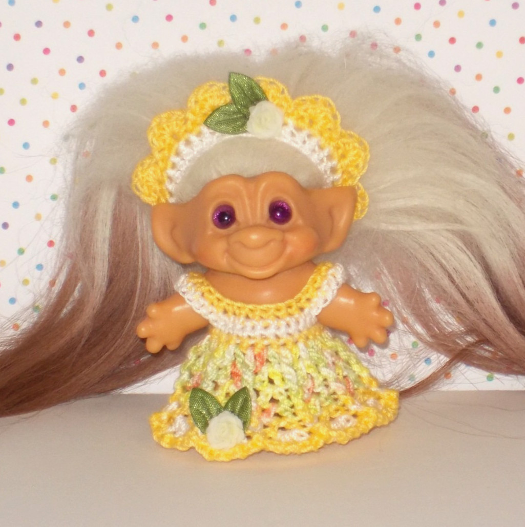 Troll Doll Clothes Fits Dam 2 1/2″-2 3/4″ Dolls Crochet Outfit Comb Shipping New