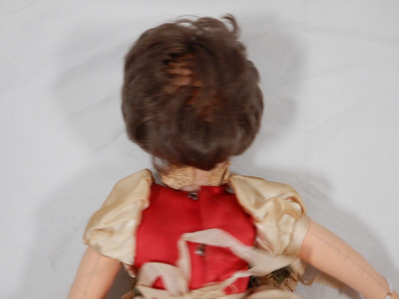 Rubber Faced Cloth Dolls 18″ Unmarked Fabric Red Boots Blue Eyes Brunette Cloth