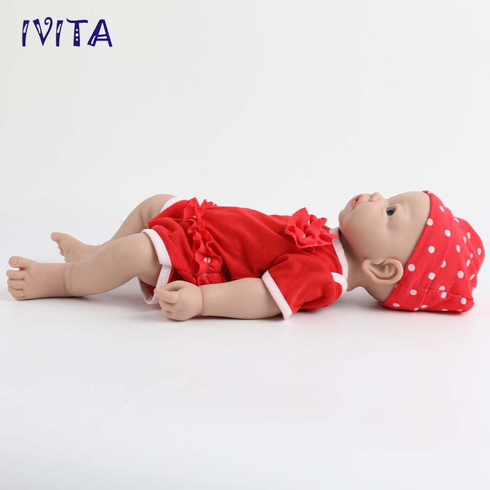 IVITA 17” Soft Silicone Reborn Baby Doll Realistic Girl Fullbody Silicone Doll