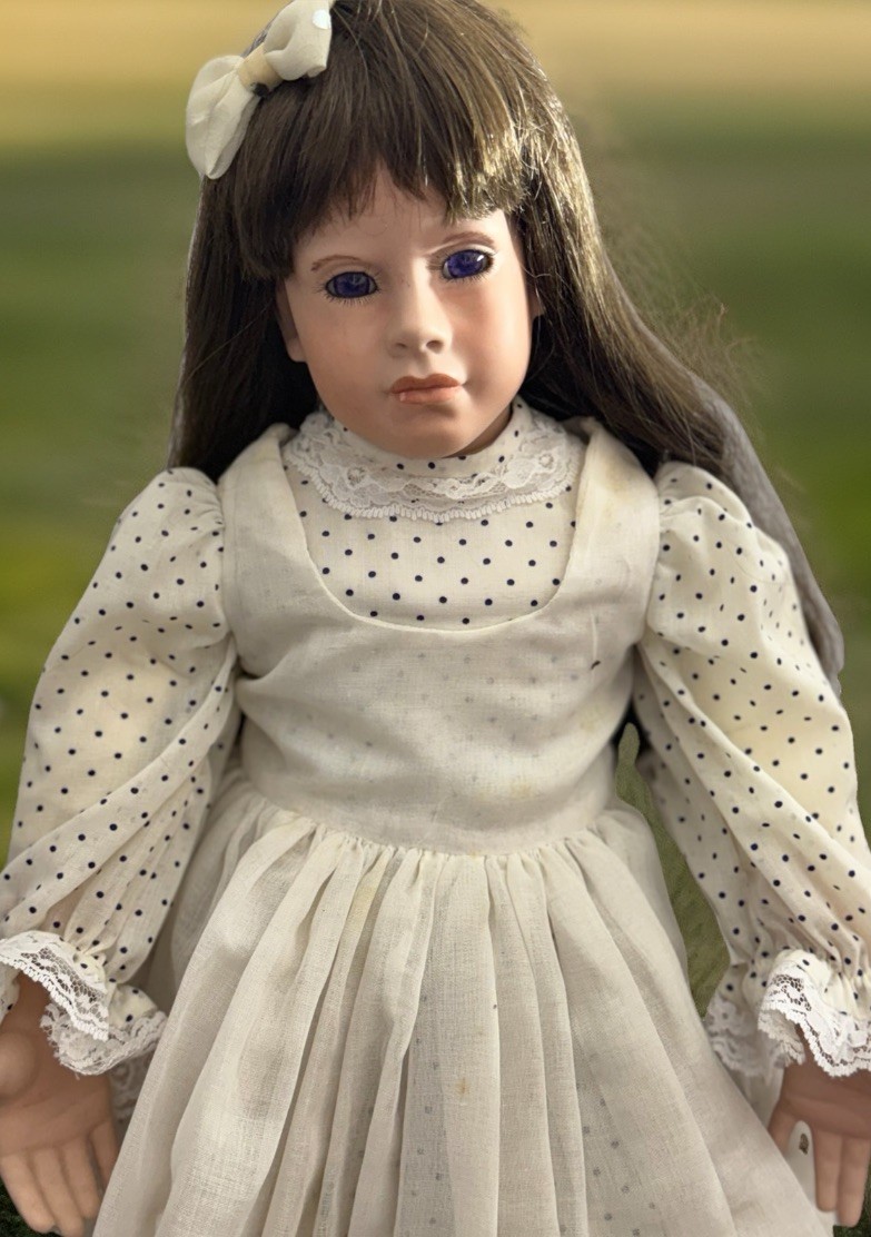 Jan Garnett Jubilee Mold Co Prairie Victorian Girl Porcelain 26” Brunette Purple