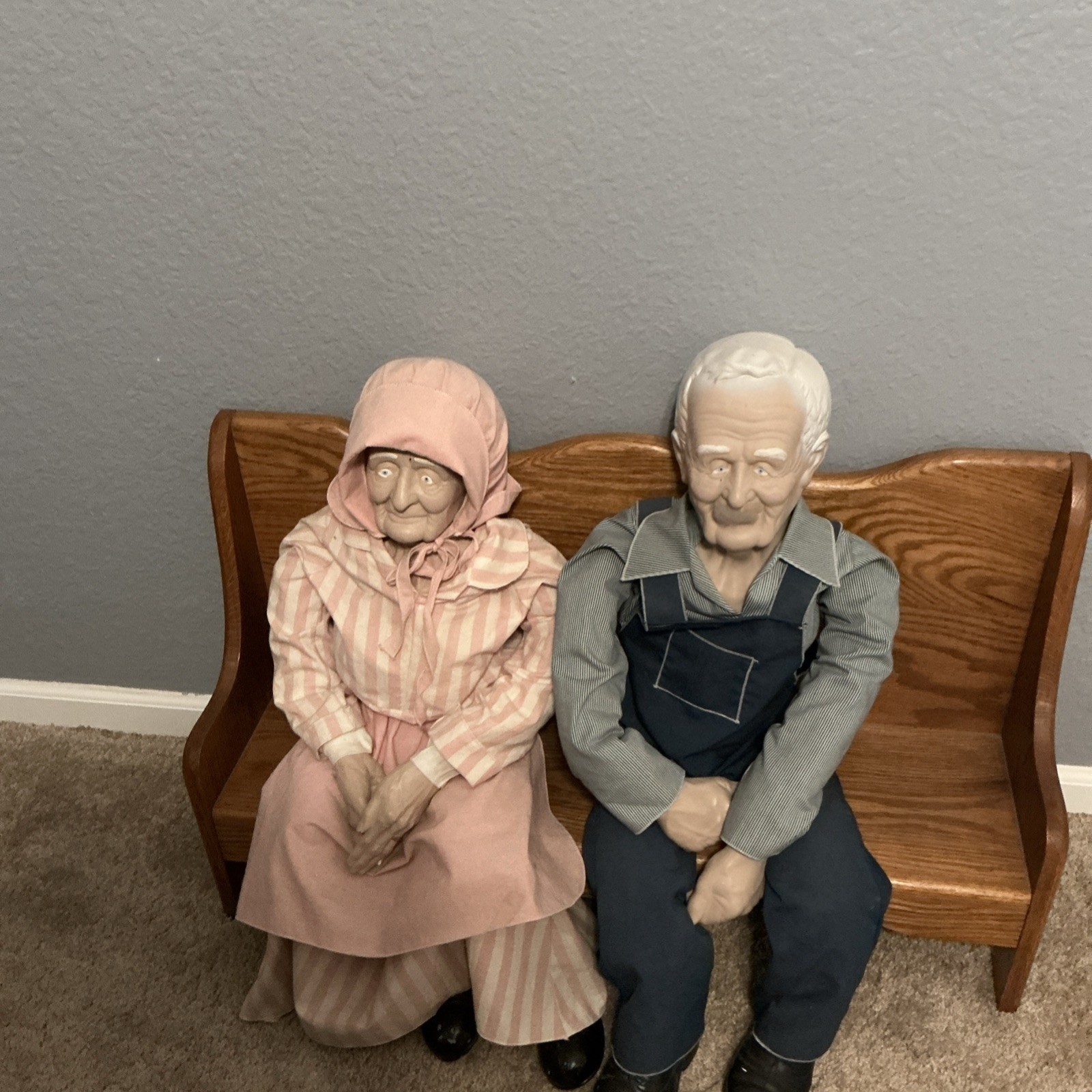 Artist Doll Pair Cloth with Wooden Bench Set Cultures & Ethnicities 3-Piece Lot