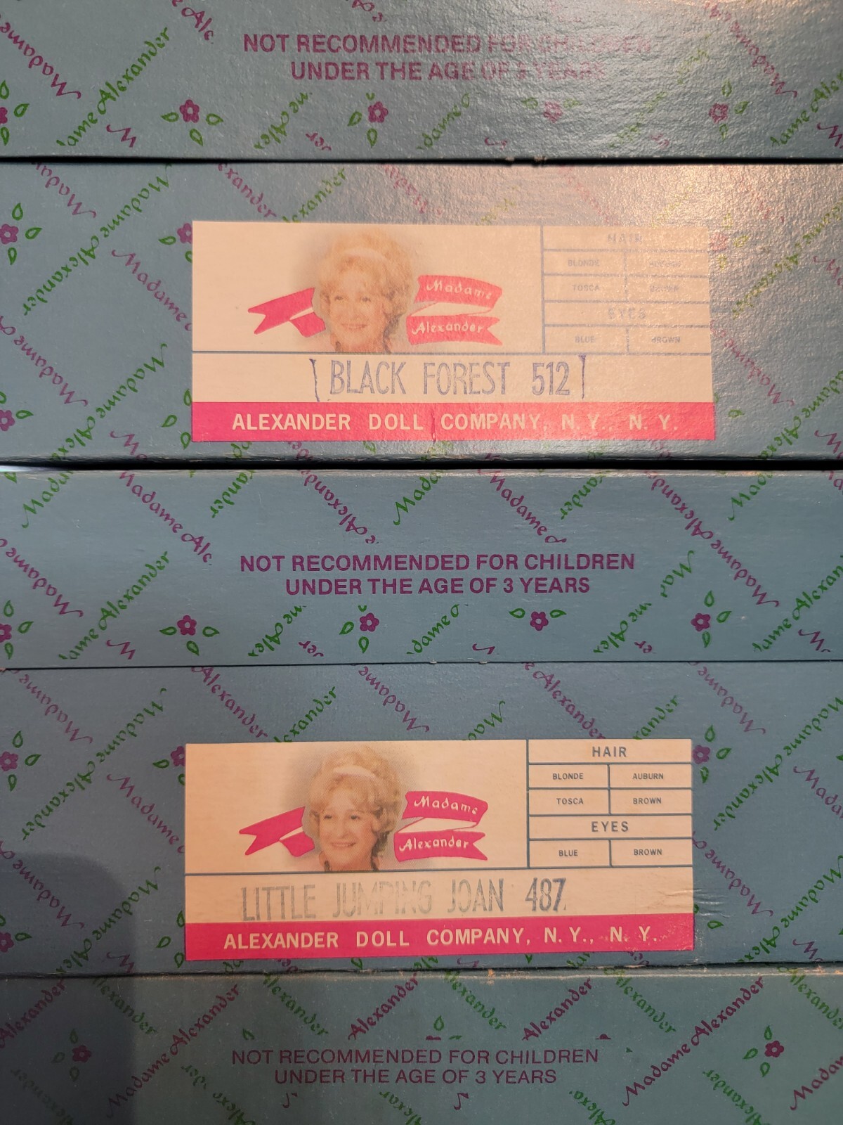 MADAME ALEXANDER – REPLACEMENT BOXES – EMPTY BOXES – SEVERAL WITH NECK BRACE
