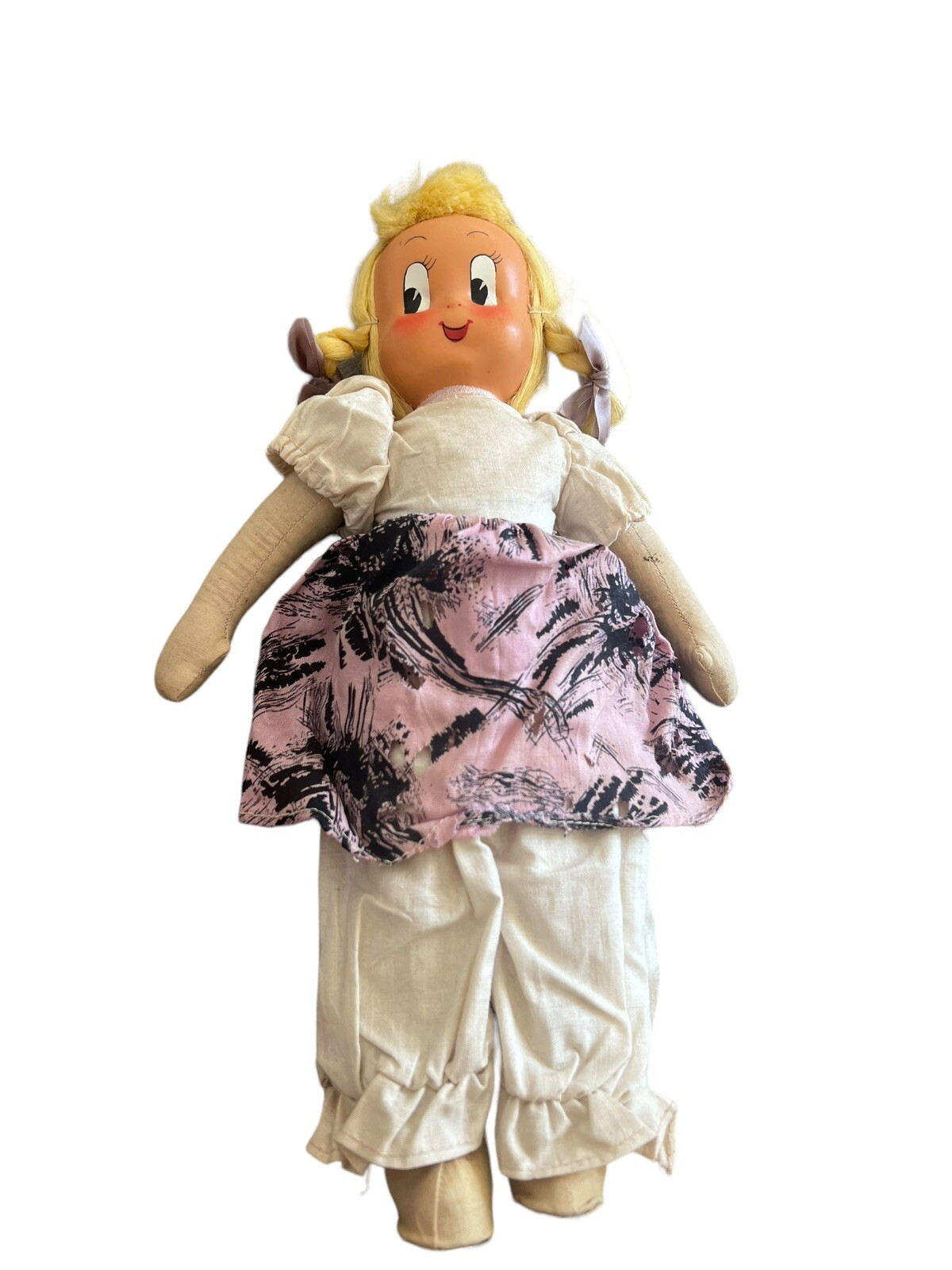 Little Lulu Gloria Goode (??) Darling Doll Stuffed 1930’s Antique 14″ RARE