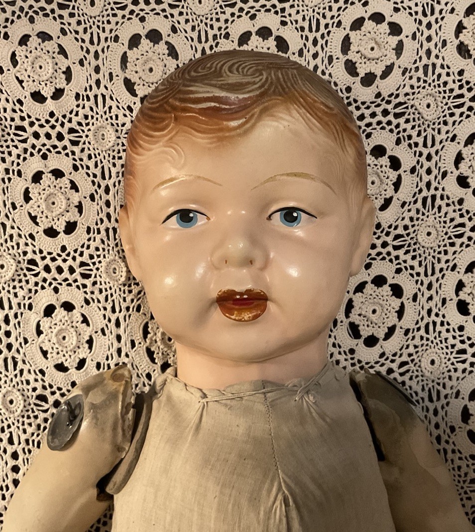 ANTIQUE COMPOSITION & CLOTH LIFE SIZE MANNEQUIN STORE DISPLAY BABY BOY DOLL RARE