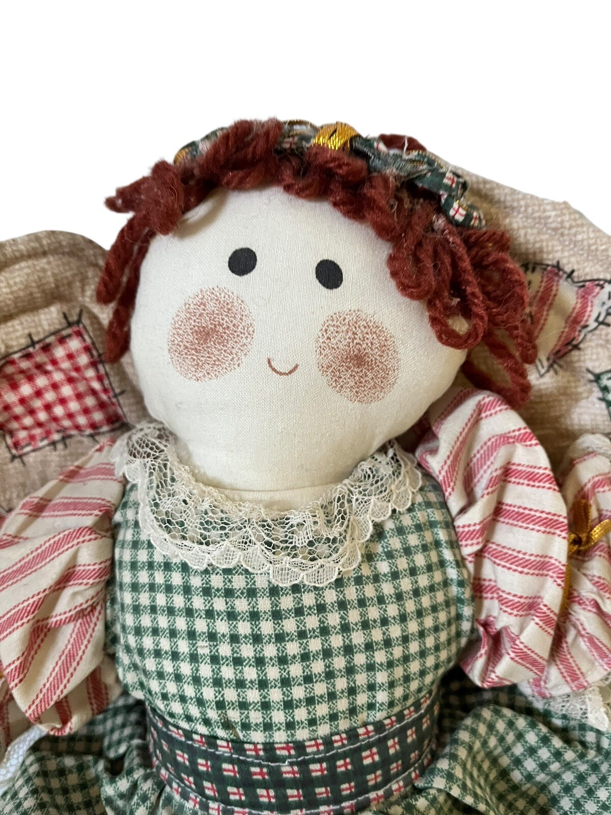 Vintage Handmade Primitive Angel Cloth Doll Long Dress Farmhouse Kitchen Apron