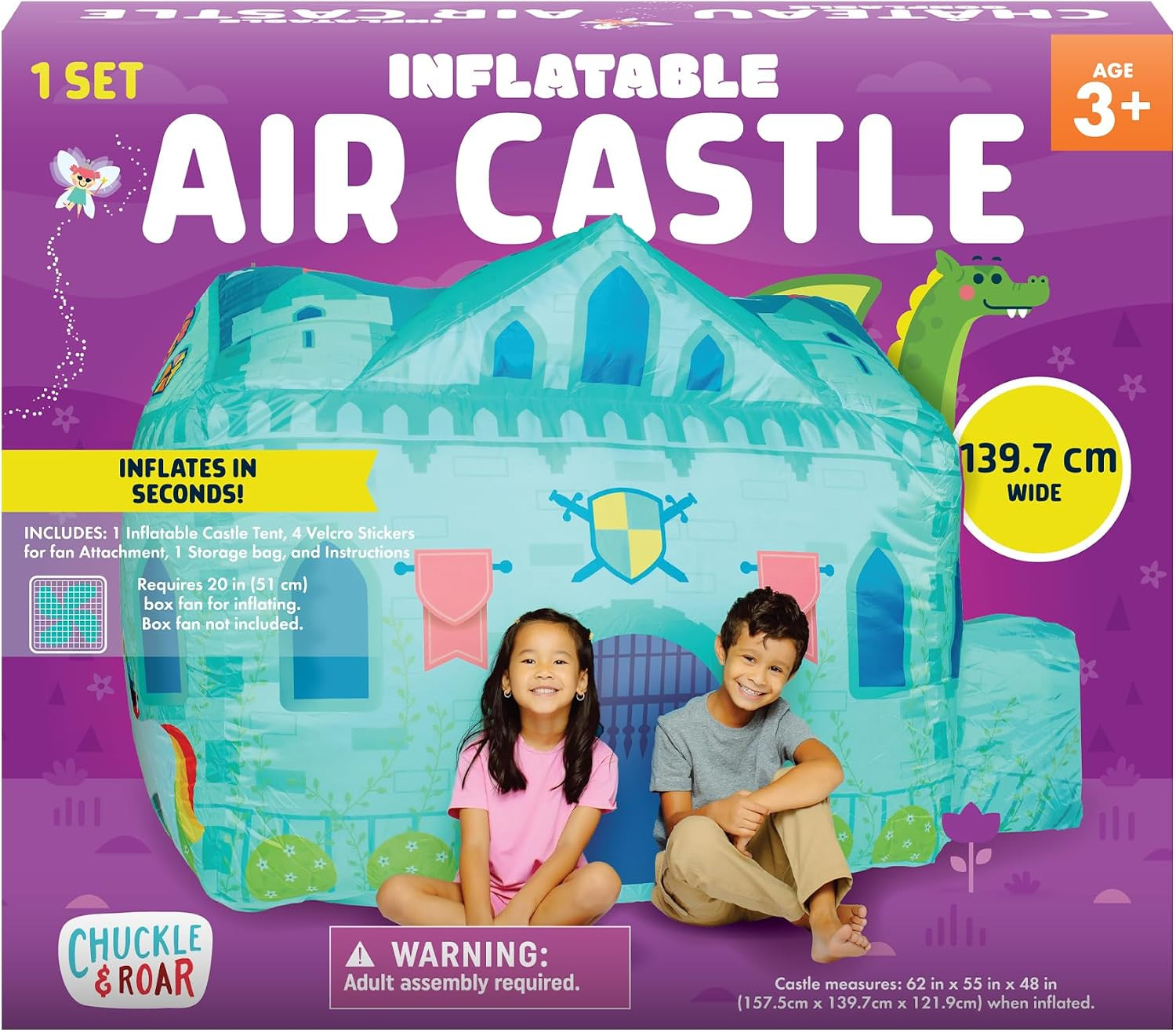 Inflatable Air Castle Play Tent – 4.5 Ft Tall Indoor Inflatable Castle, No Poles