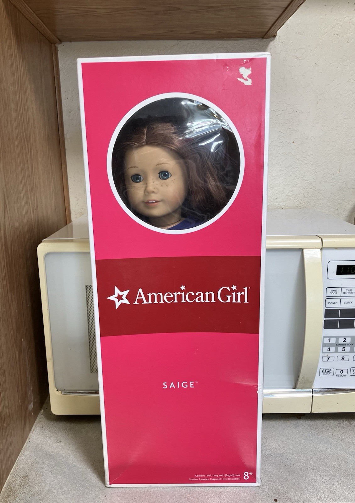 Very Nice-American Girl Doll Saige 18” Original Meet Outfit, Earrings,Book & Box