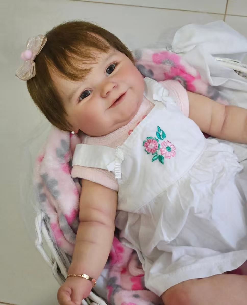 24in Assembled Reborn Baby Doll Smile Toddler Hand-Rooted Hair Painted Toy Gifts
