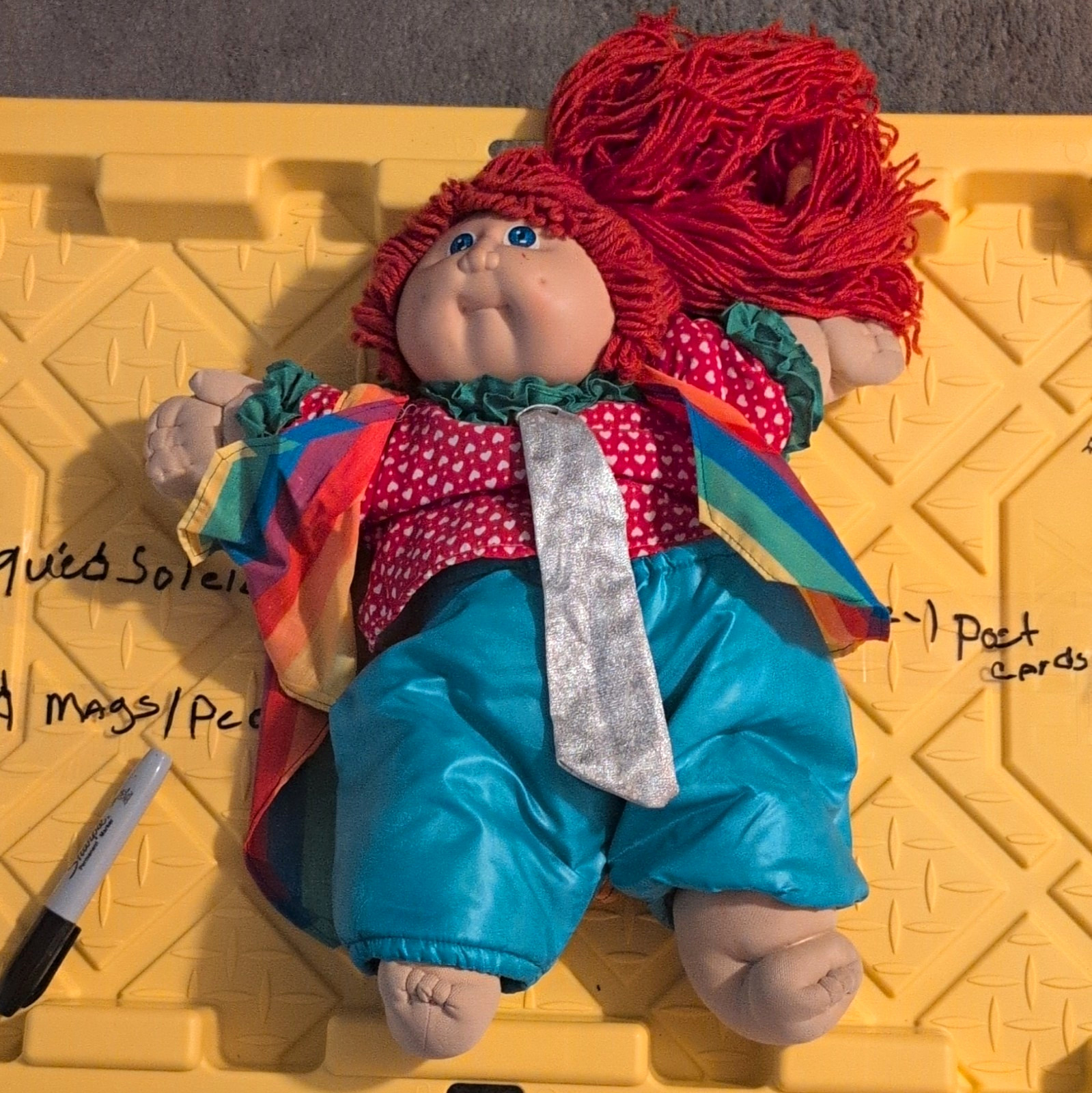 Vtg 1985 Cabbage Patch Kids Circus Clown Doll Red Yarn Hair Blue Eyes Coleco CPK