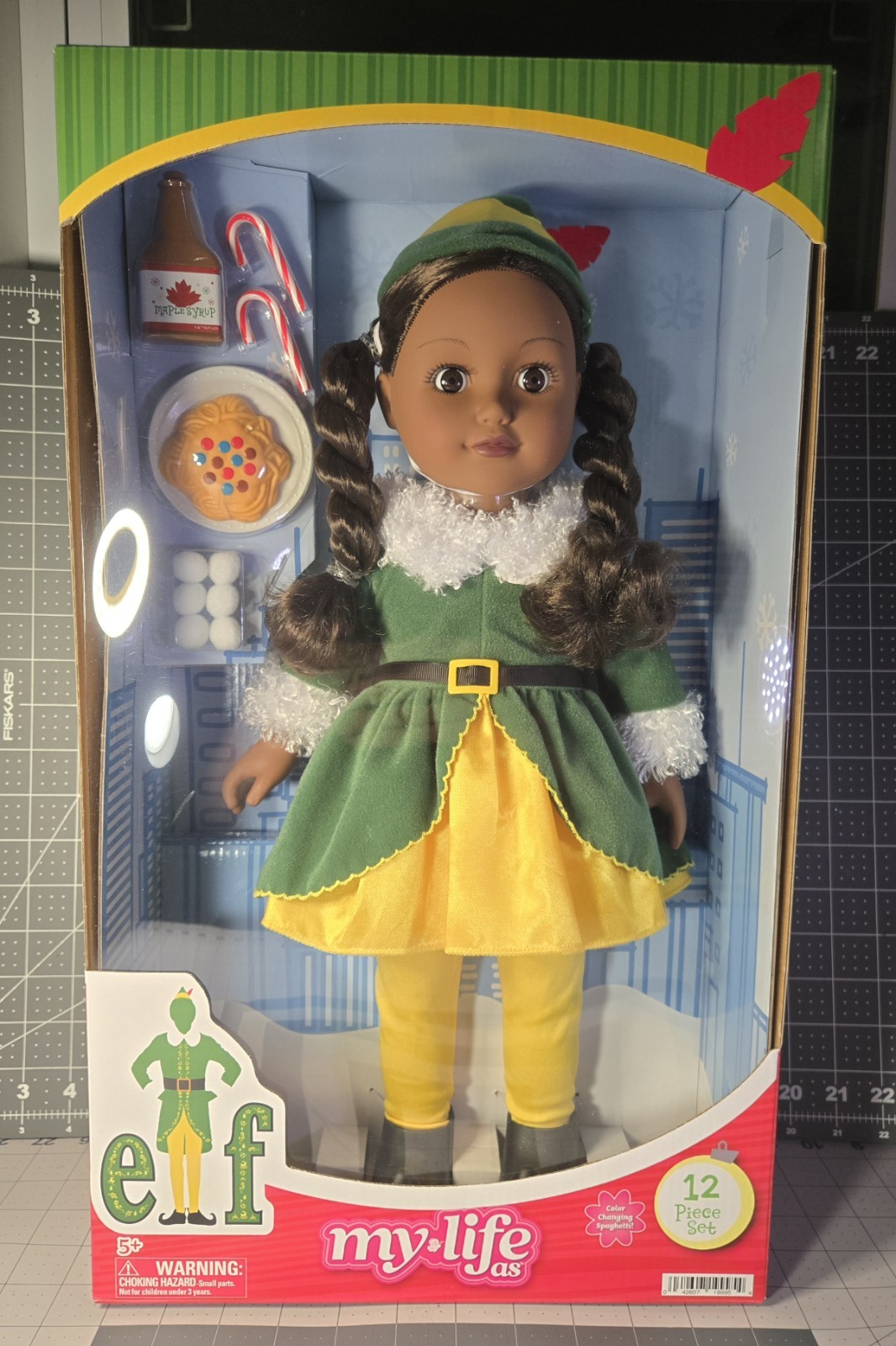 MY LIFE AS BUDDY ELF CHRISTMAS Dark Brunette COLOR CHANGING PASTA New 18” Doll
