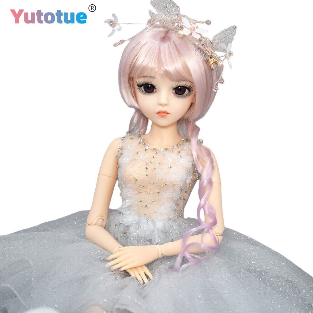 Yutotue 60cm Height Girl Doll w/Glitter Princess Dress Shoes Changeable Wigs Toy