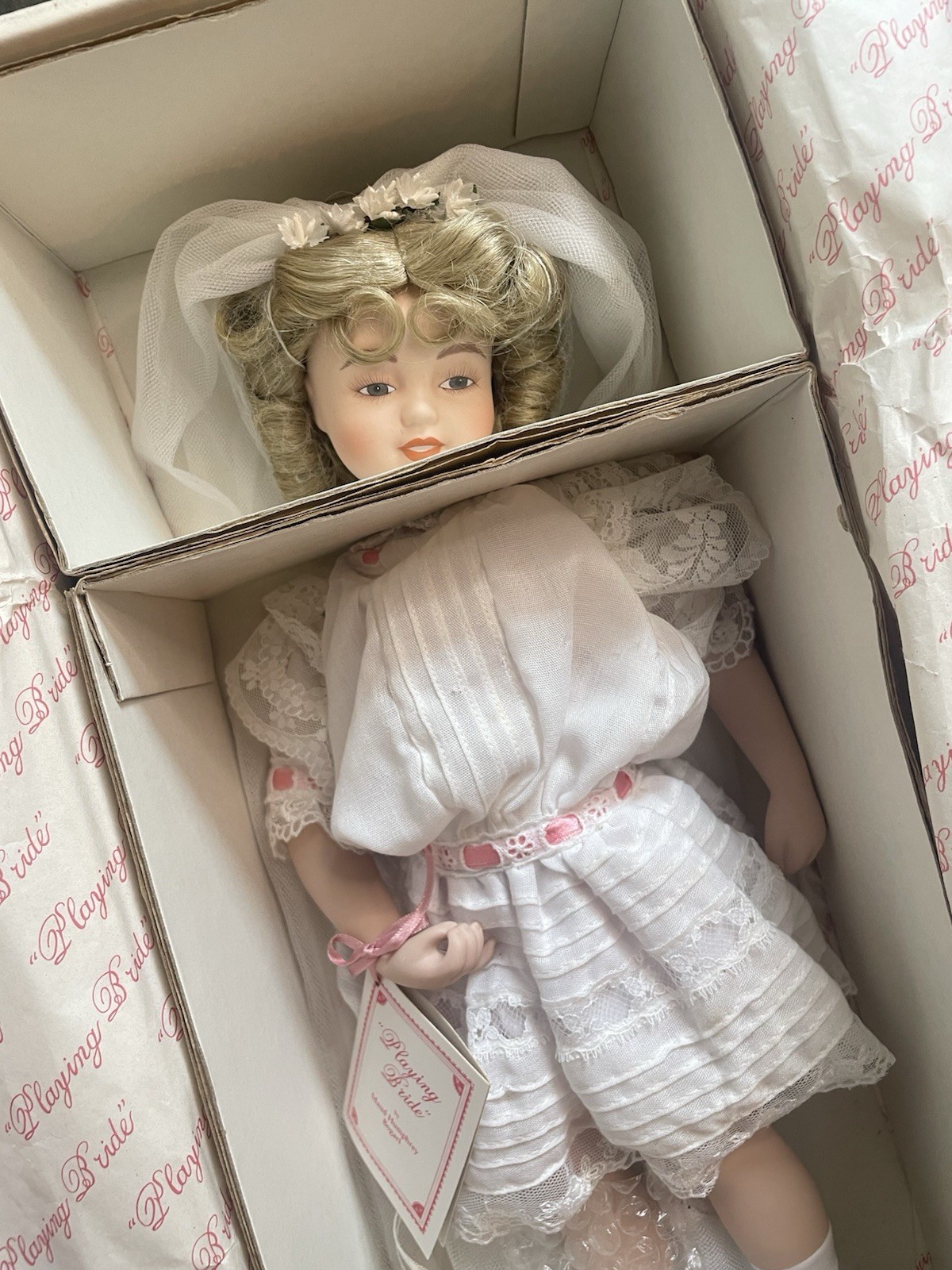 Hamilton Collection Playing Bride Porcelain Doll Maud Humphrey Bogart 1988