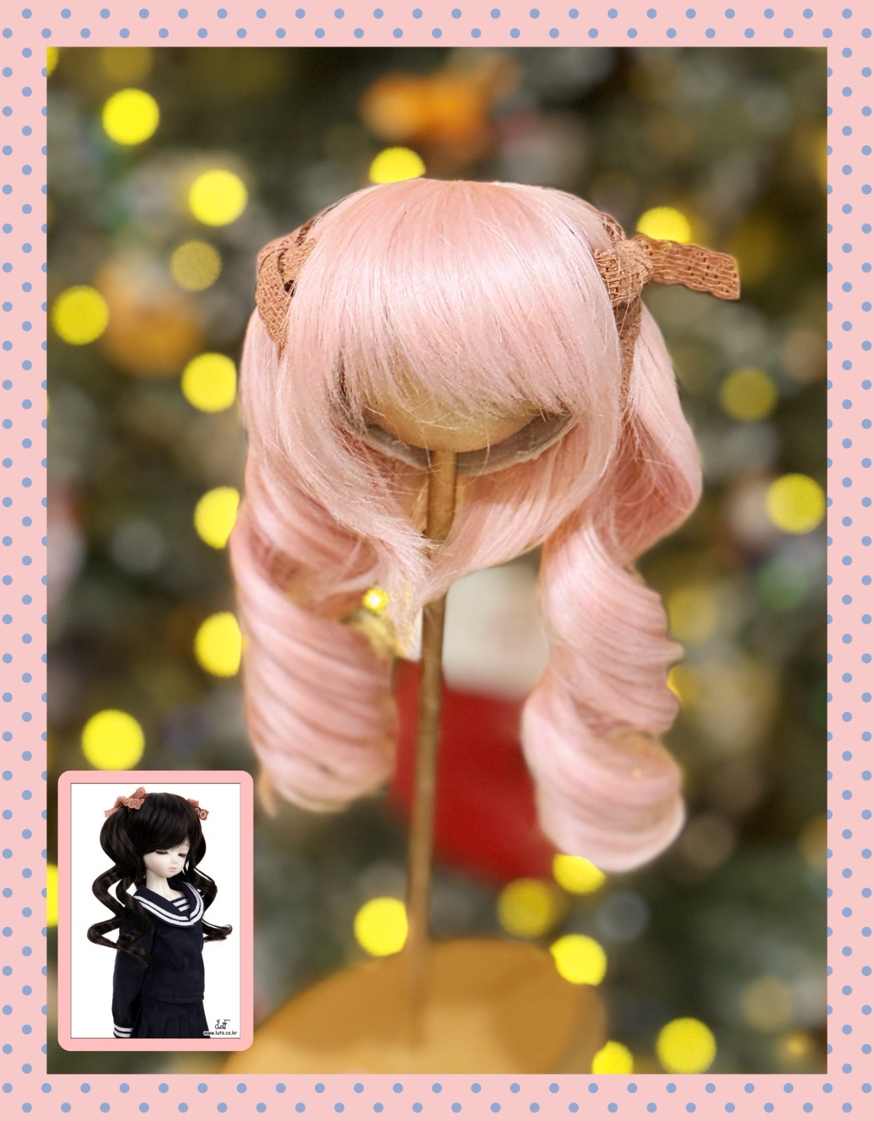 Luts Kid Delf 1/4 BJD Mini Super Dollfie MSD Doll Honey Pink KDW 11 Wig 7/8