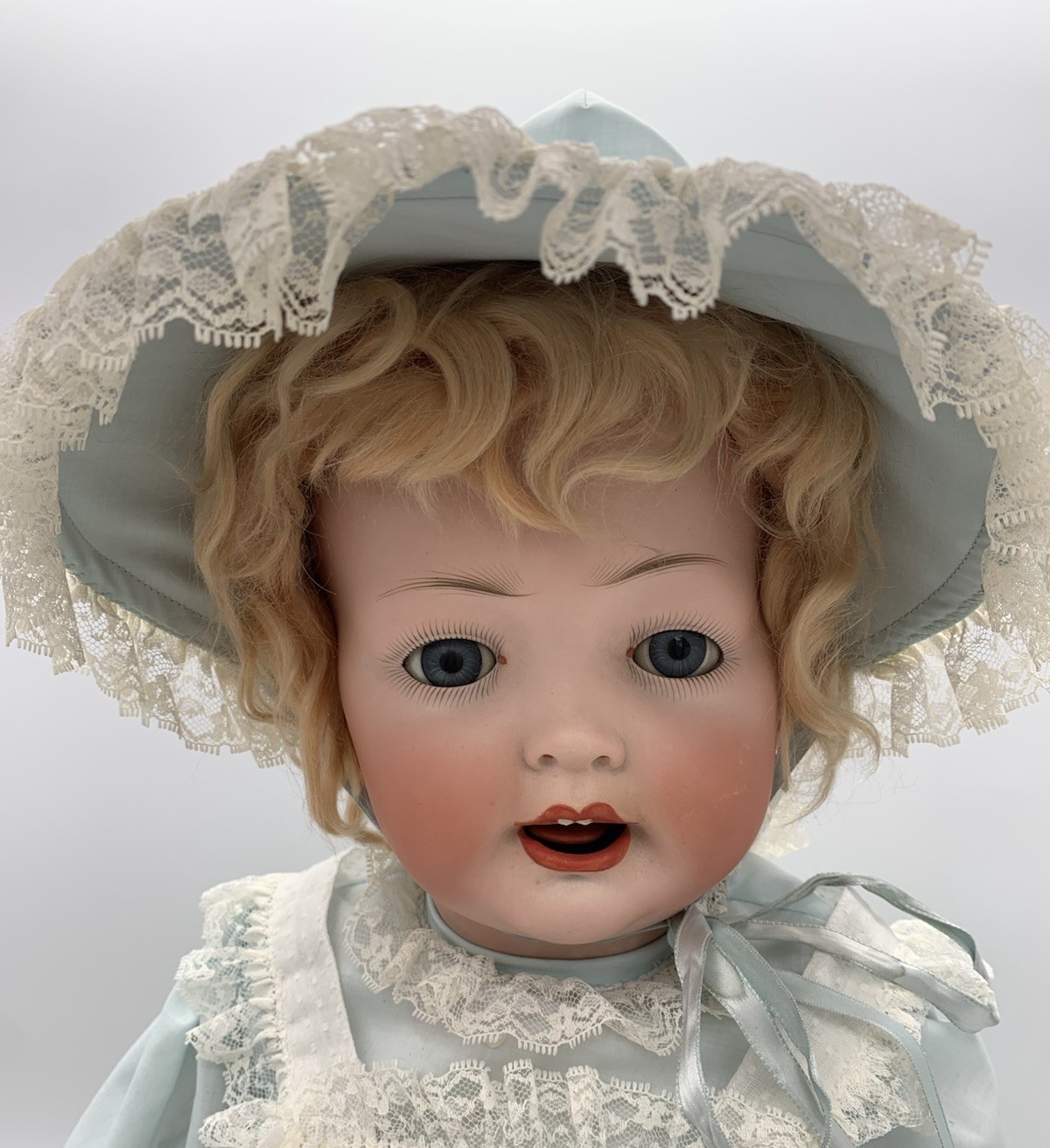 Kley & Hahn 176 Life Size Bisque Character Baby Doll 26” Blue Sleep Eyes Wobble