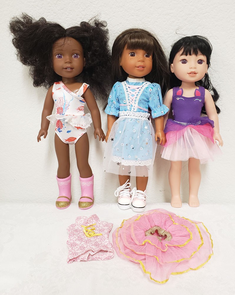 American Girl Wellie Wishers Doll & Outfit Lot – Ashlyn, Emerson & Kendall
