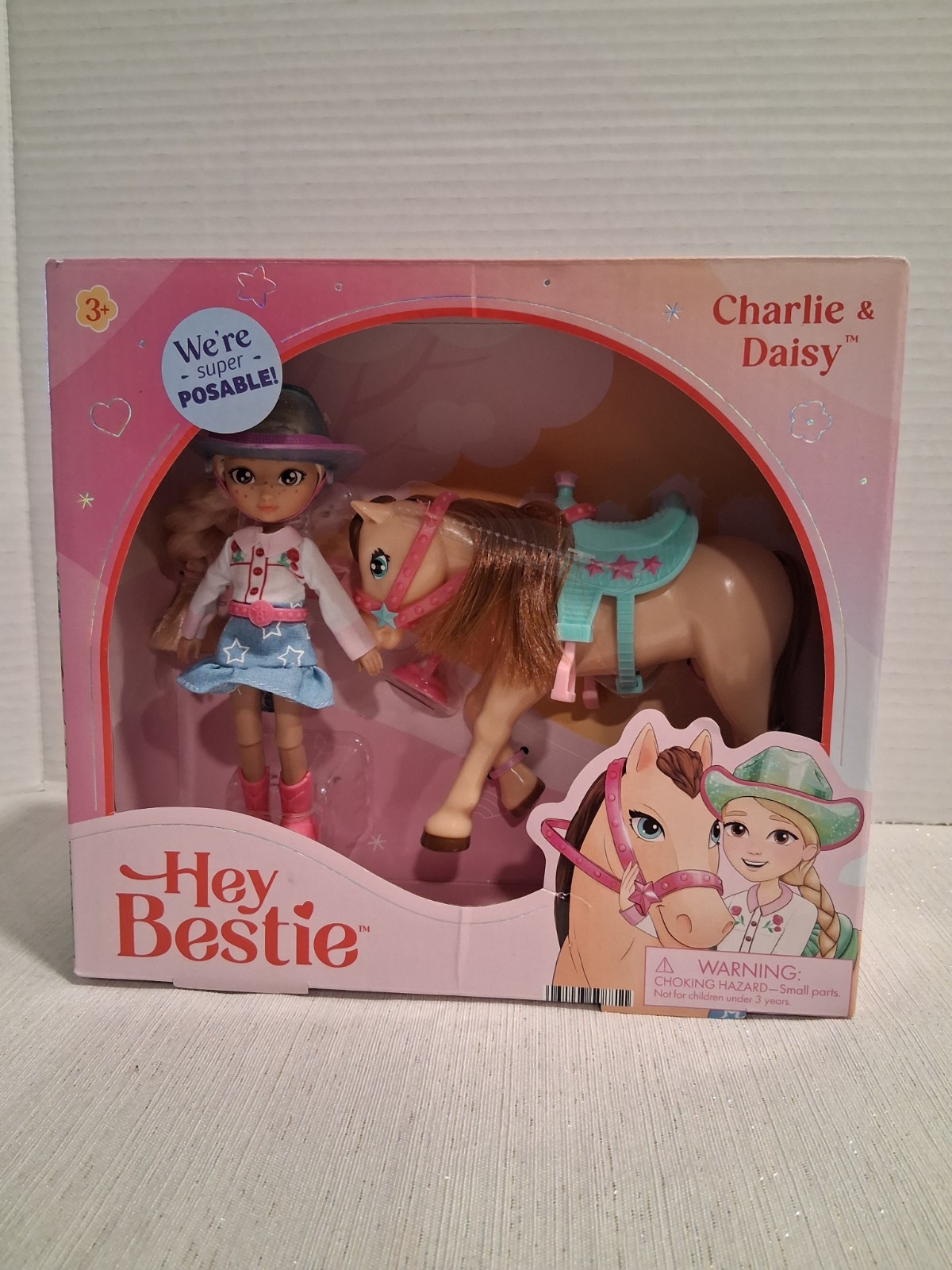 Hey Bestie Charlie & Daisy cowgirl western doll + Horse NIB posable cute gift