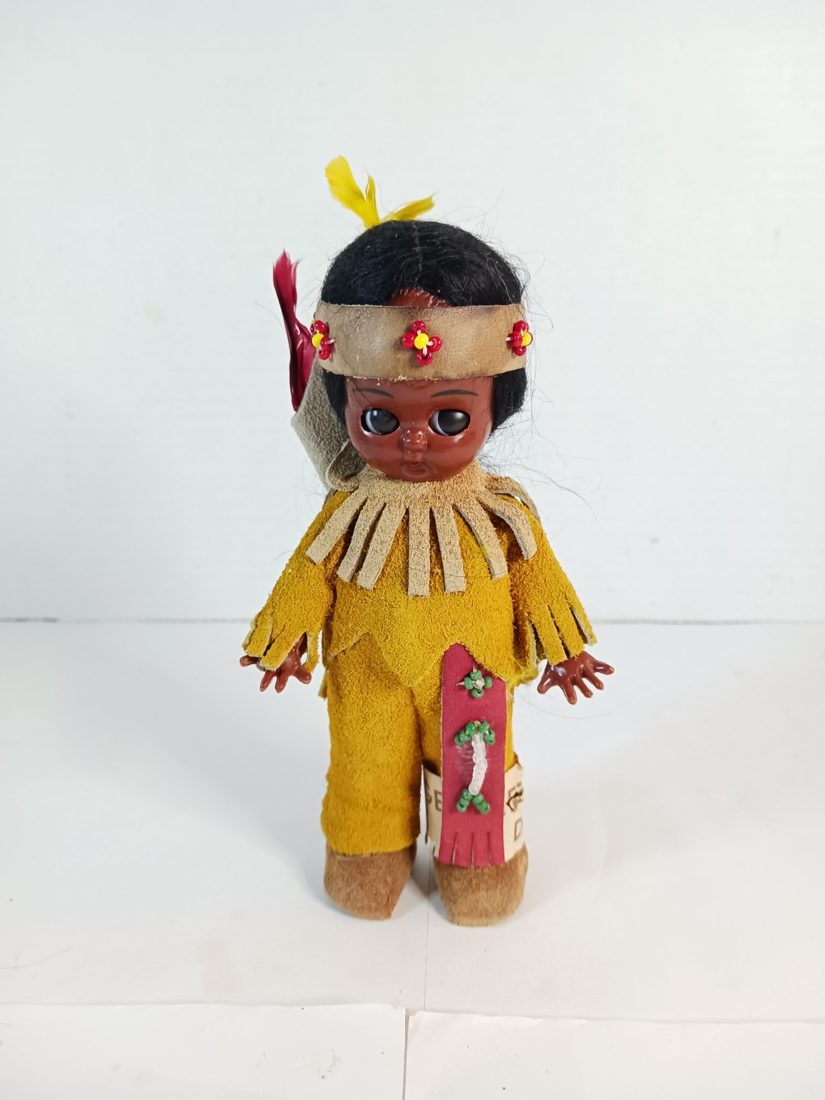 Heritage Dolls Native American Boy Souvenir Doll Leather Clothes 1970s 6-3015