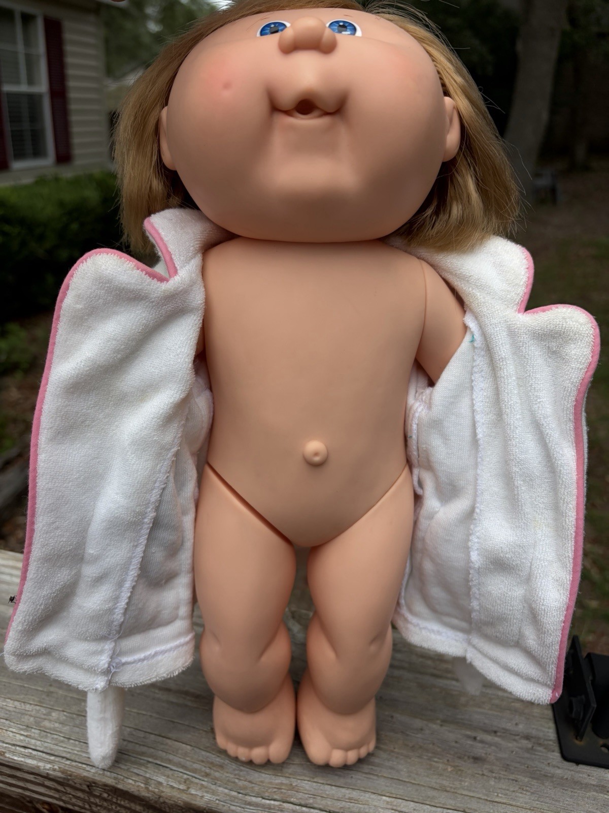 1983 Cabbage Patch Kids Splashin’ Kids Doll Strawberry Blonde Blue Eyes Robe #21