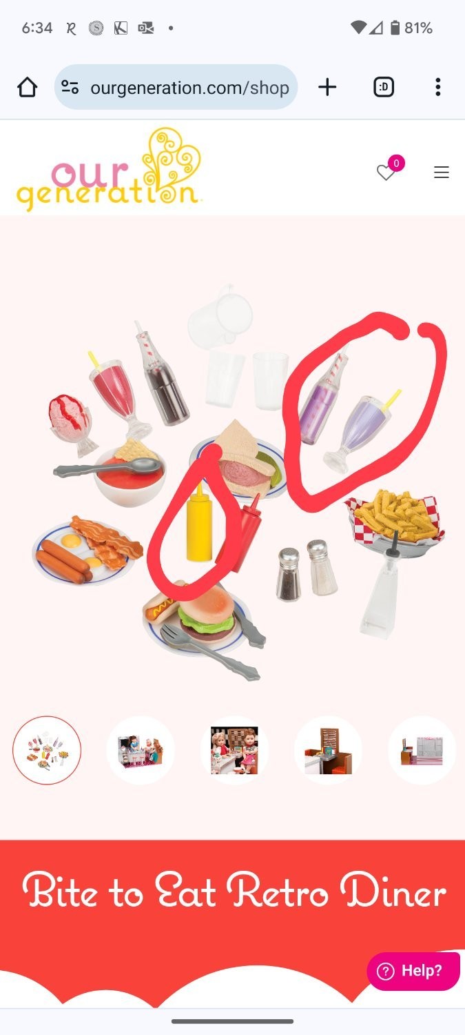 Modern Our Generation Bite To Eat Retro Diner Doll Playset 40+ Pc EUC 18″ Doll