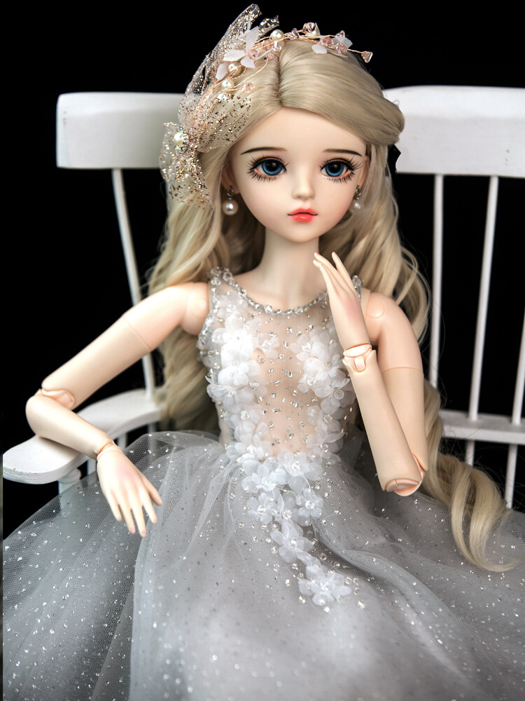 1/3 BJD Doll Moveable Joint with Face Makeup Removable Eyes Dress Wigs Full Set