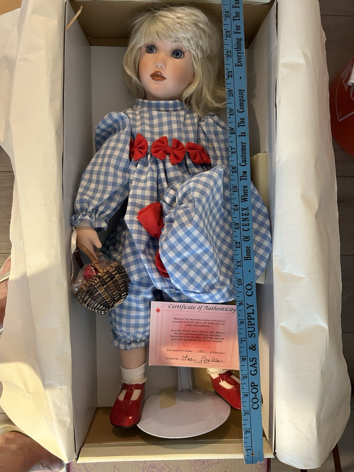 Elite Doll. Artist: Loli Belle REBECCA Vintage Porcelain 24 Inch COA & Box