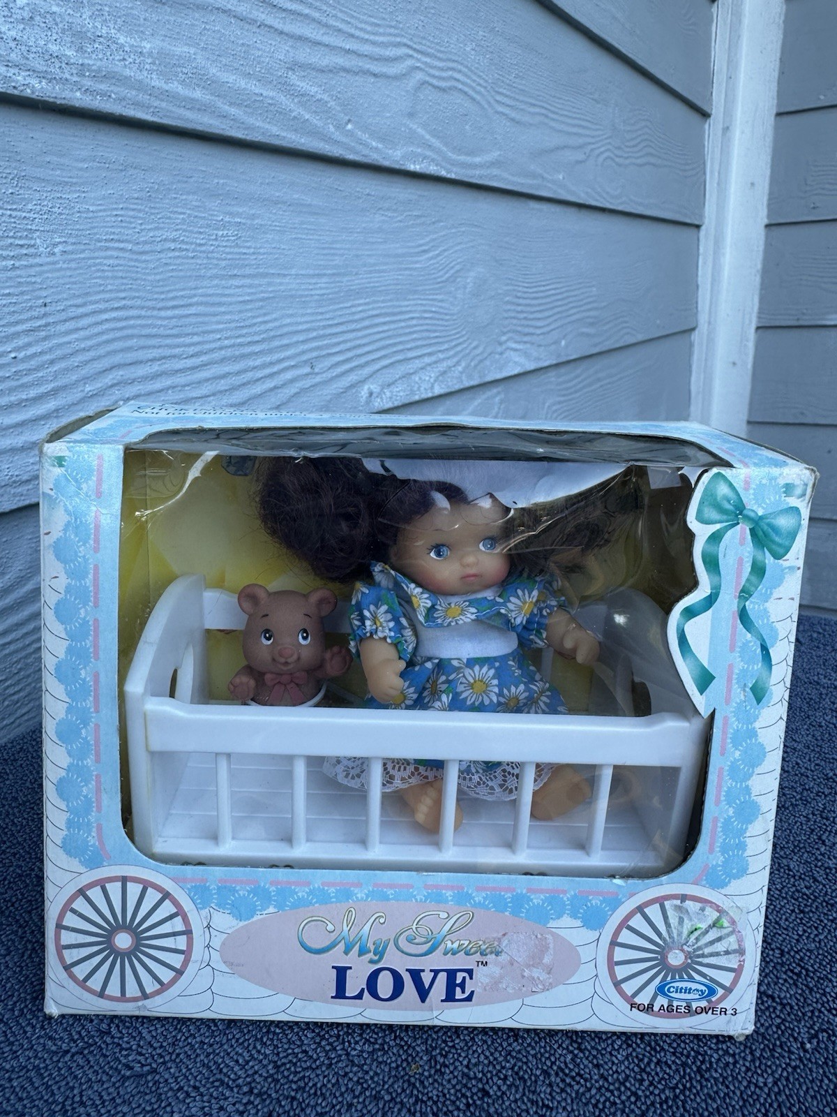 New Vintage My Sweet Love Cititoy Set 1990 Baby Doll W/ Teddy Bear Open Box